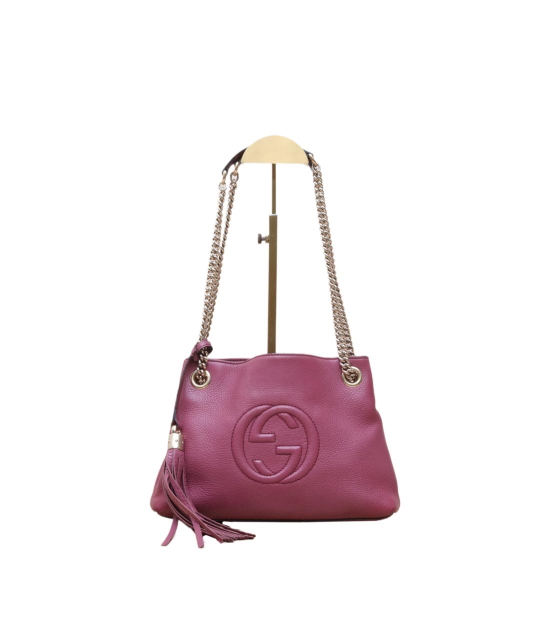 GUCCI Бордовая кожаная сумка через плечо, фото 1