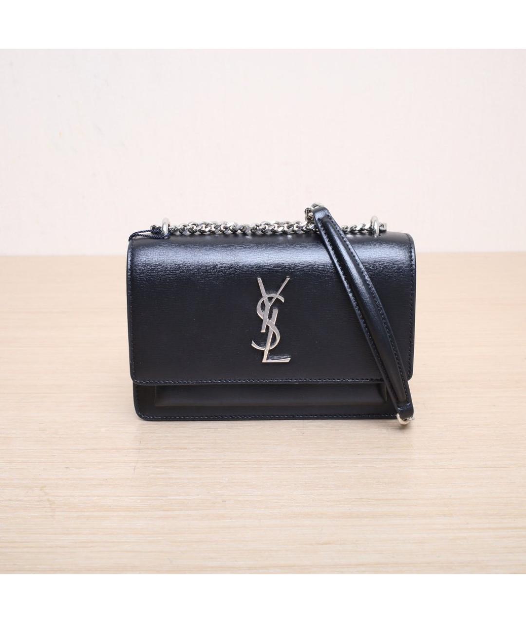 SAINT LAURENT Черная кожаная сумка через плечо, фото 3