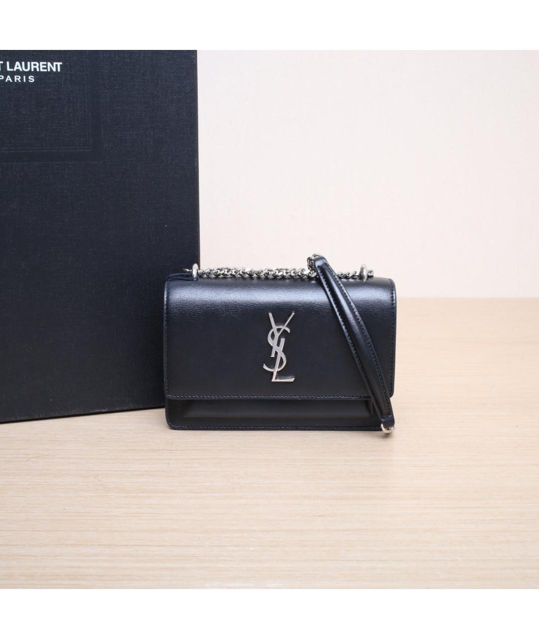 SAINT LAURENT Черная кожаная сумка через плечо, фото 2