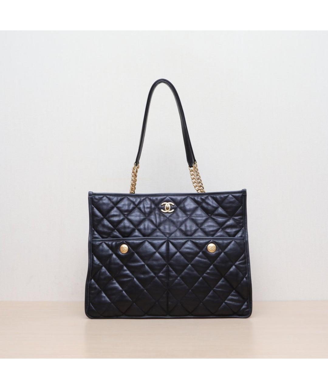 CHANEL Черная кожаная сумка тоут, фото 3