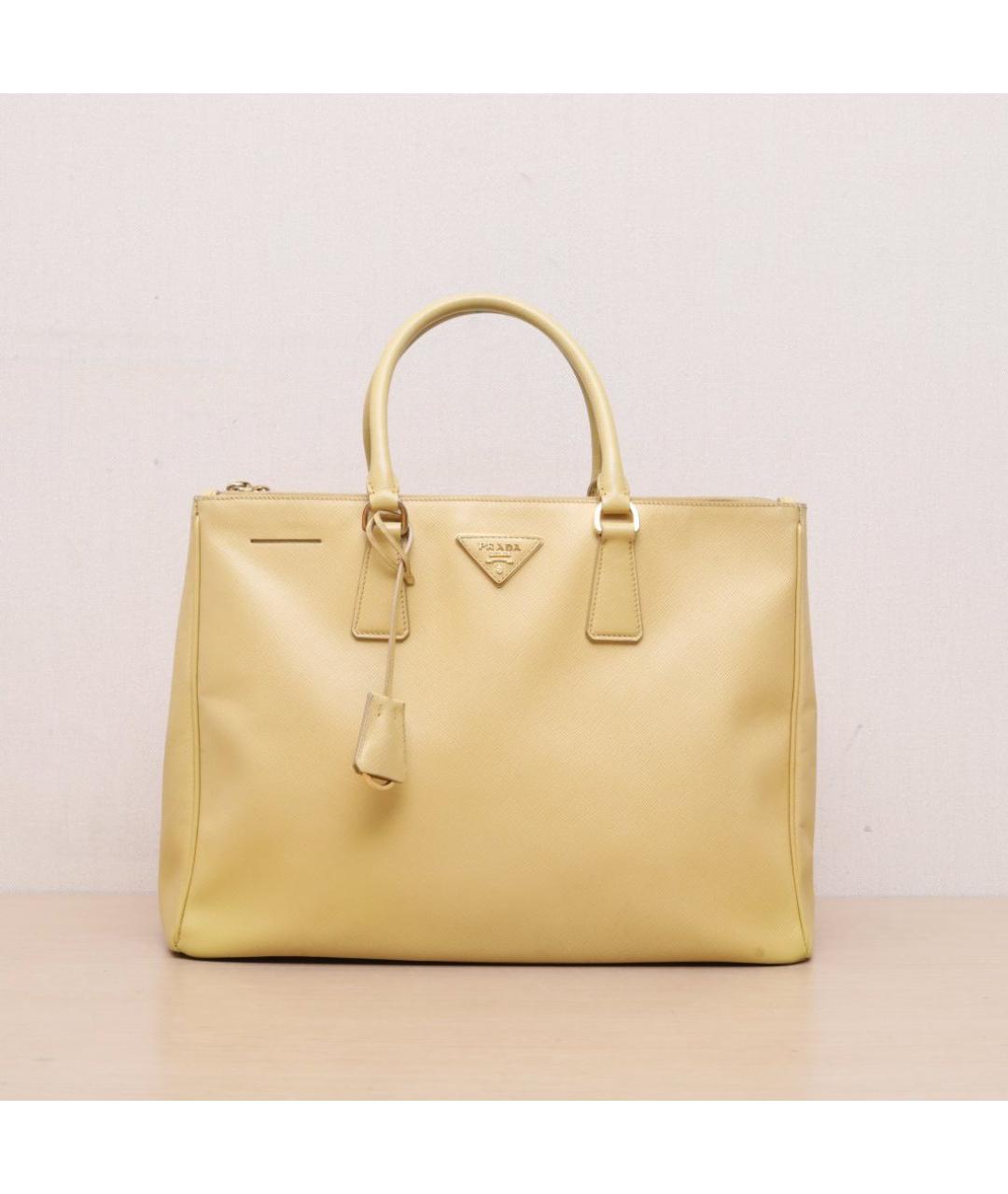 PRADA Желтая кожаная сумка тоут, фото 3