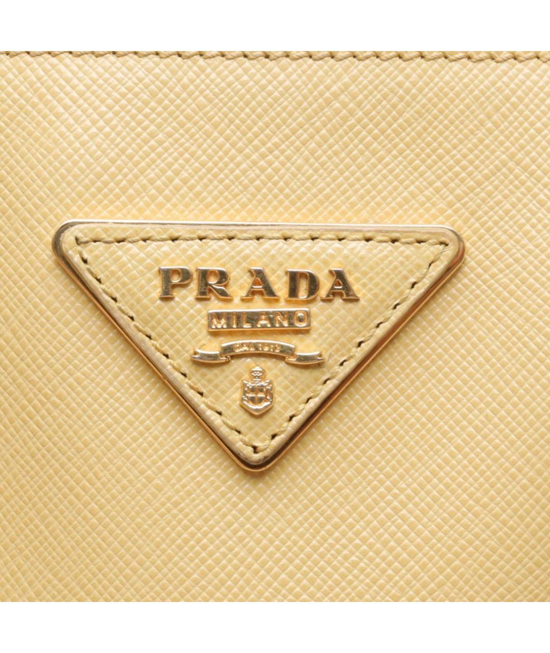 PRADA Желтая кожаная сумка тоут, фото 8