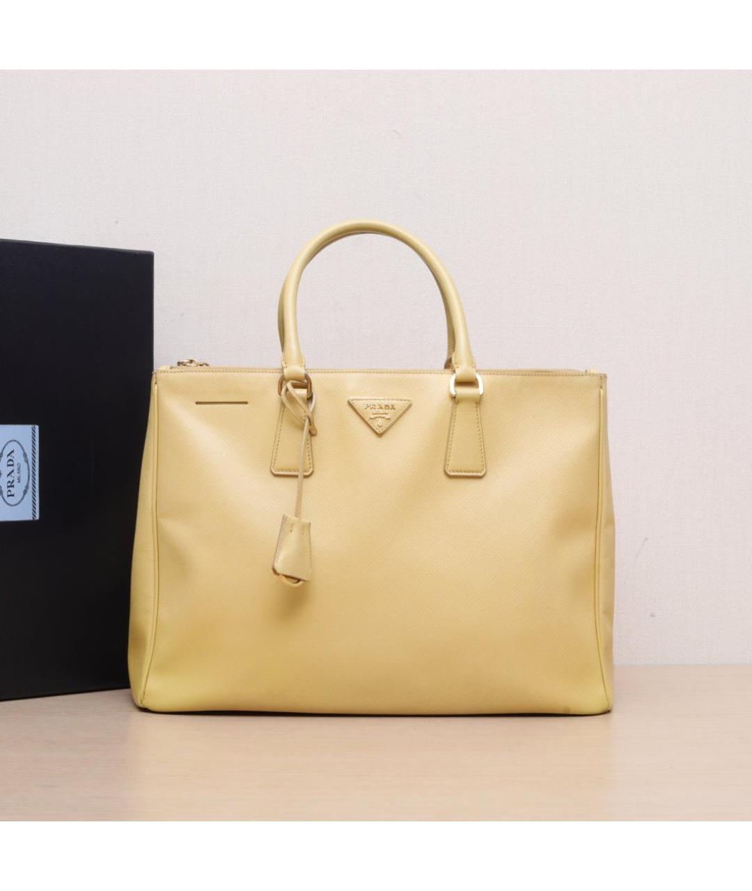 PRADA Желтая кожаная сумка тоут, фото 2