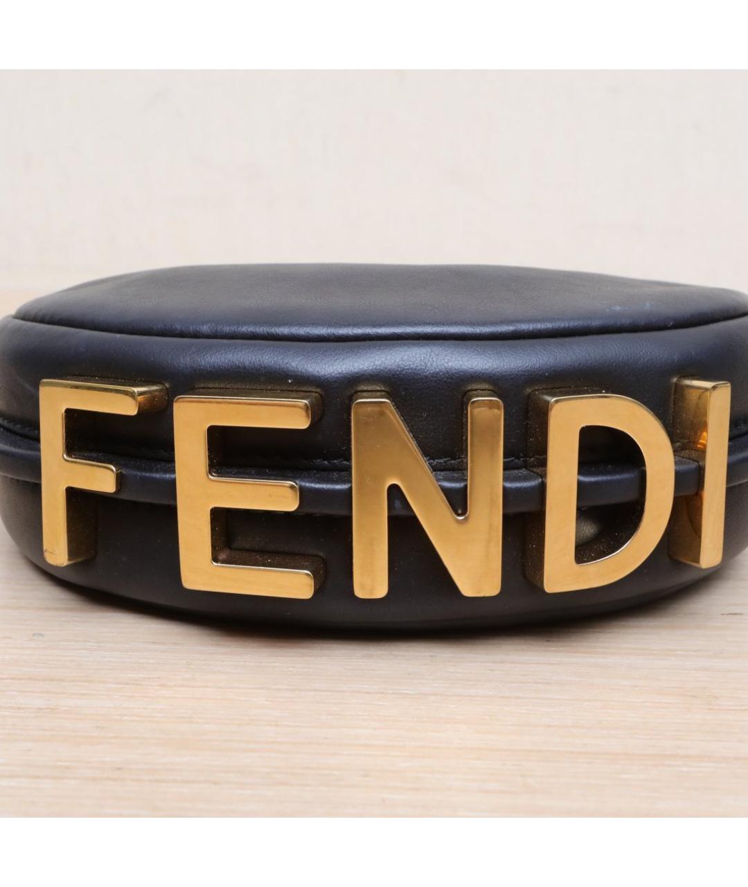 FENDI Черная кожаная сумка через плечо, фото 9