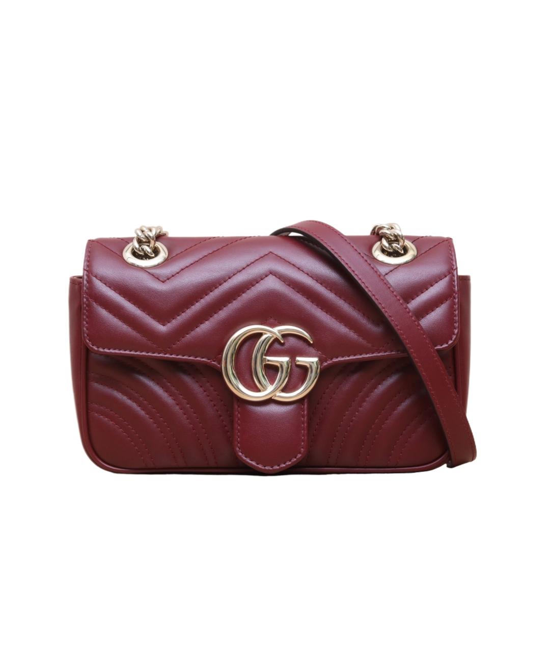 GUCCI Бордовая кожаная сумка через плечо, фото 1