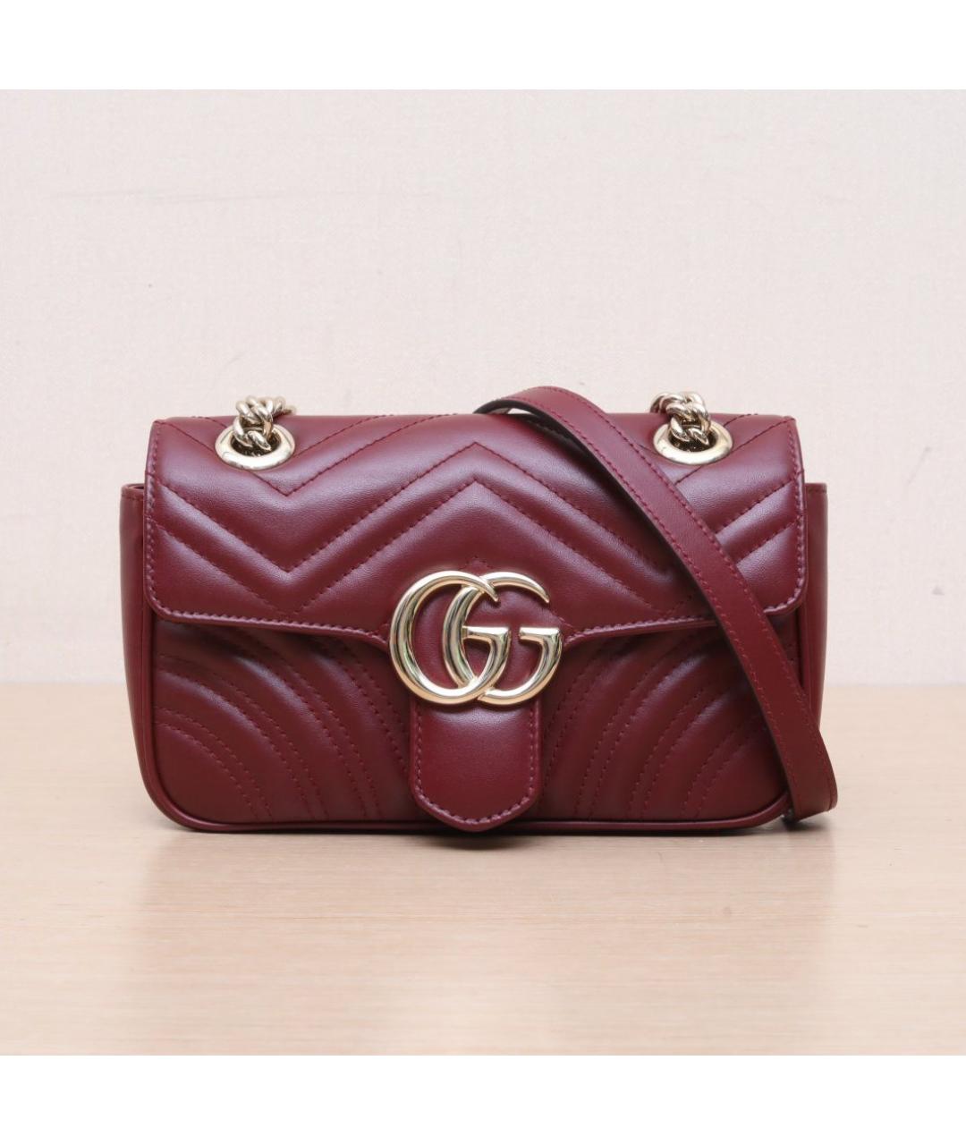 GUCCI Бордовая кожаная сумка через плечо, фото 3