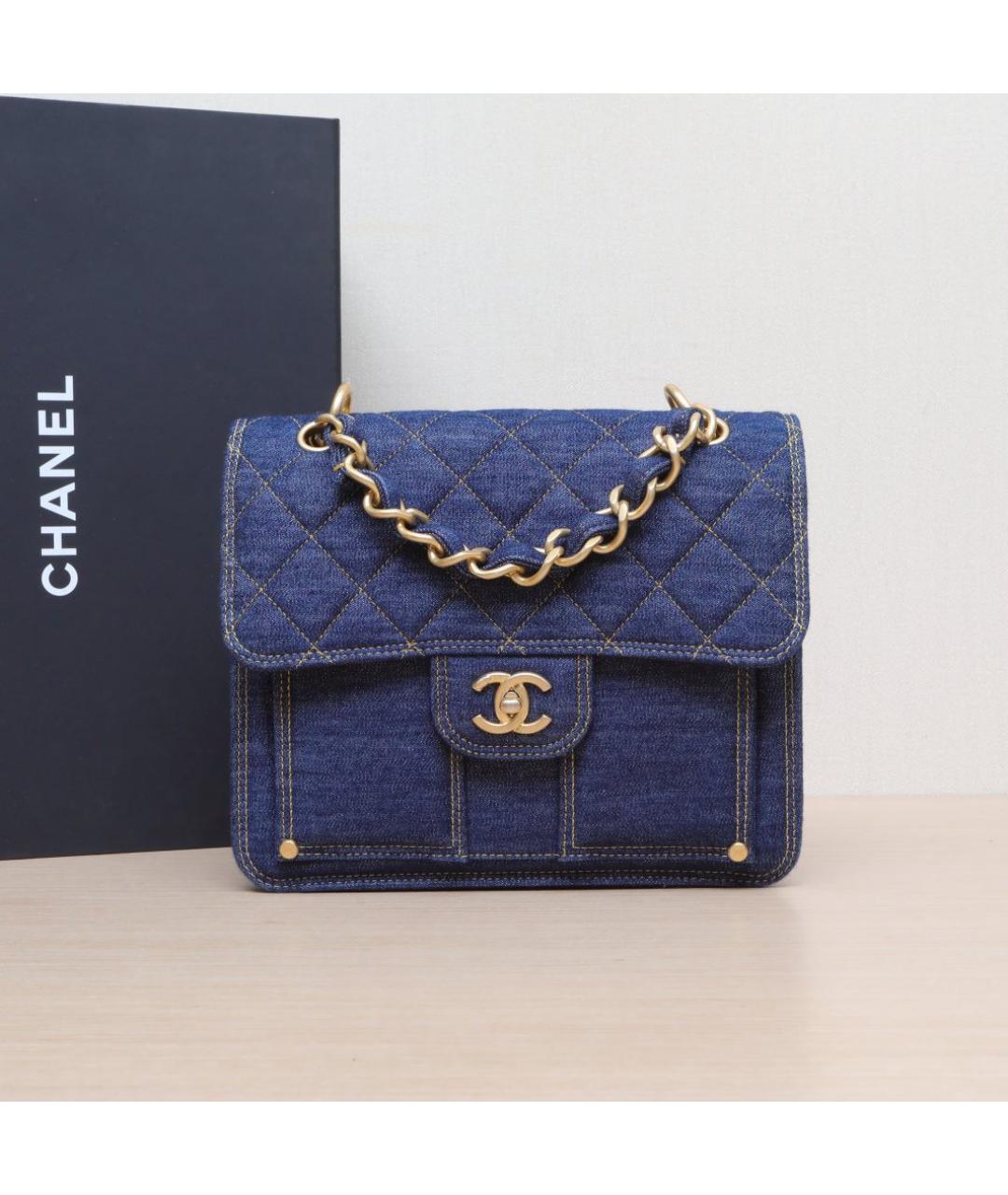 CHANEL Темно-синяя деним сумка через плечо, фото 2