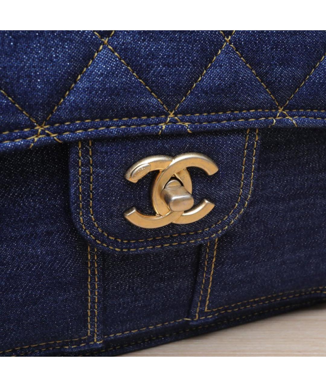 CHANEL Темно-синяя деним сумка через плечо, фото 8