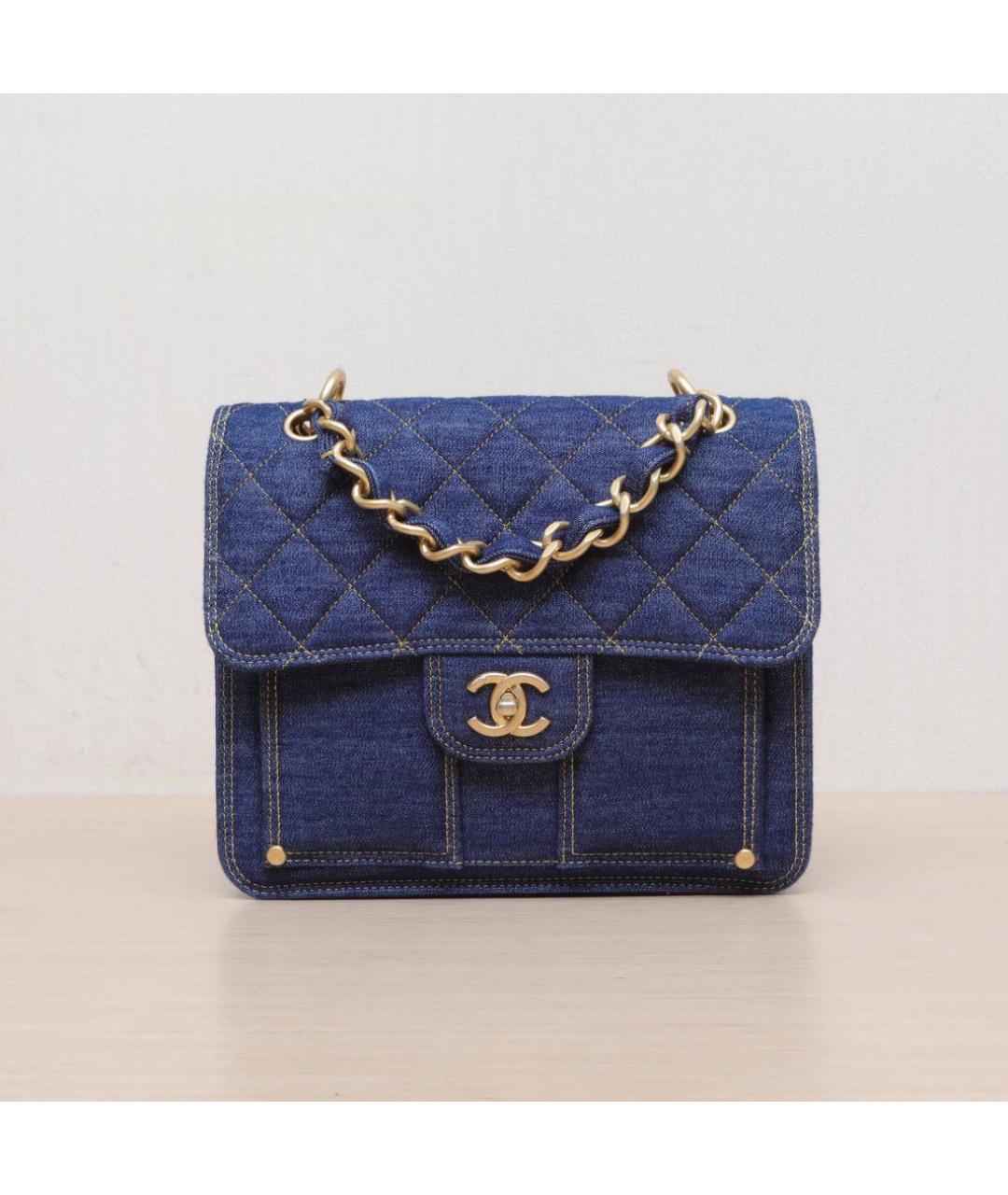 CHANEL Темно-синяя деним сумка через плечо, фото 3
