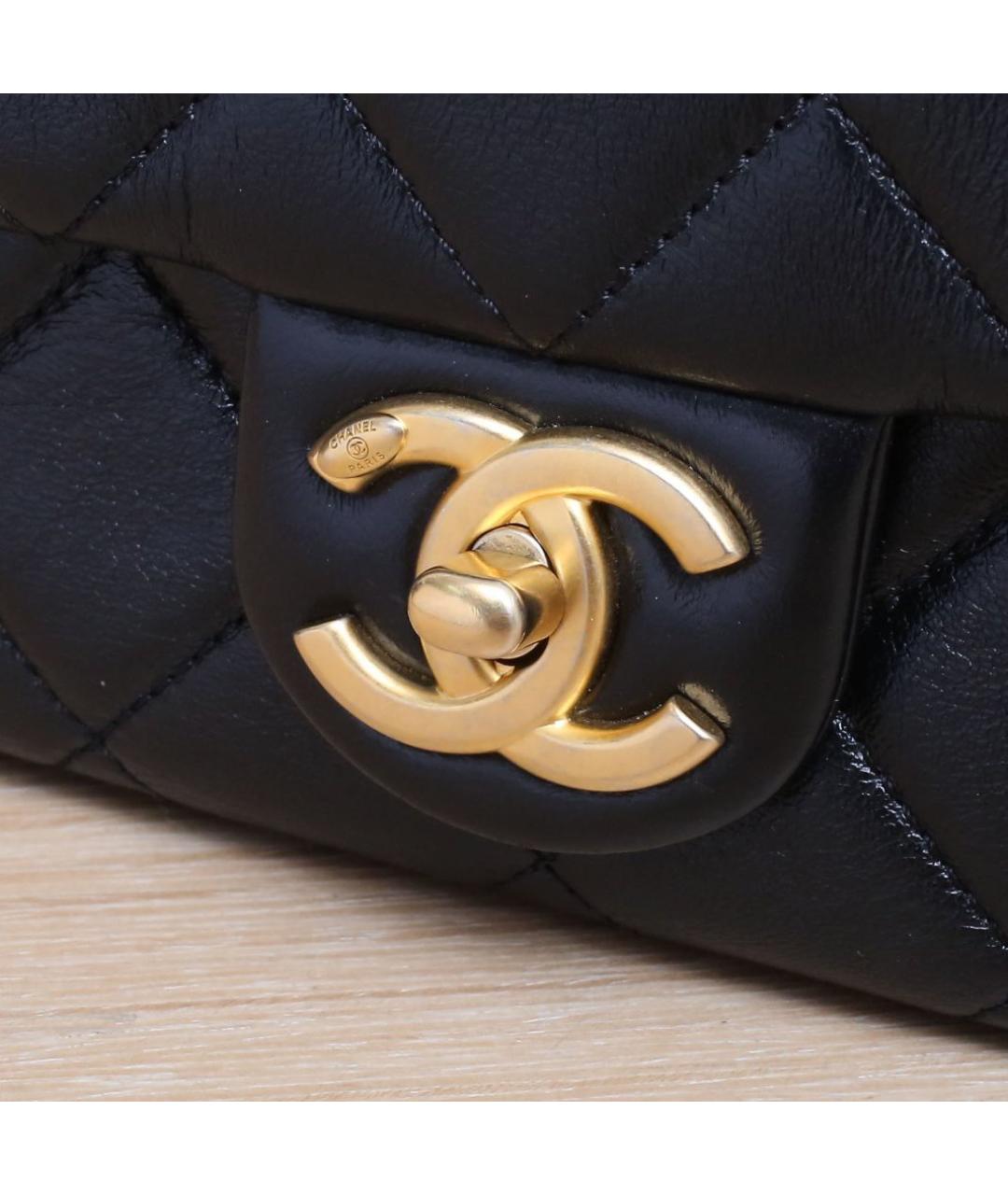 CHANEL Черная кожаная сумка через плечо, фото 8