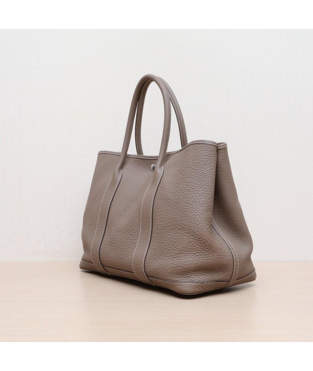 HERMES Коричневая кожаная сумка тоут, фото 4