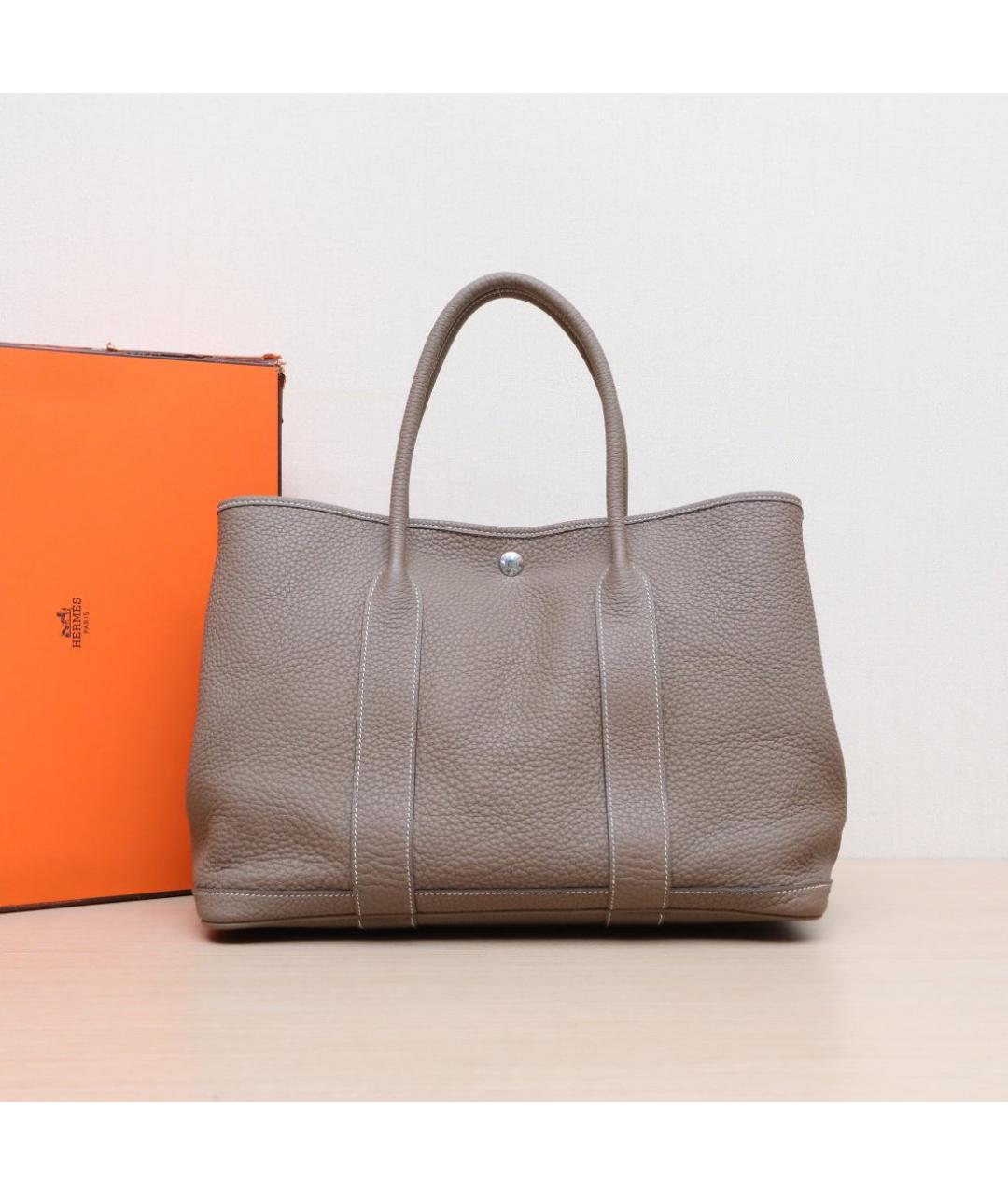 HERMES Коричневая кожаная сумка тоут, фото 2