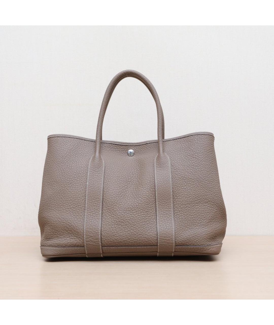 HERMES Коричневая кожаная сумка тоут, фото 3