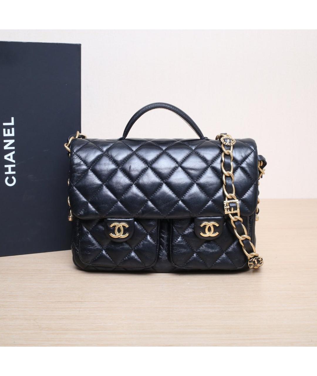 CHANEL Черная кожаная сумка через плечо, фото 2