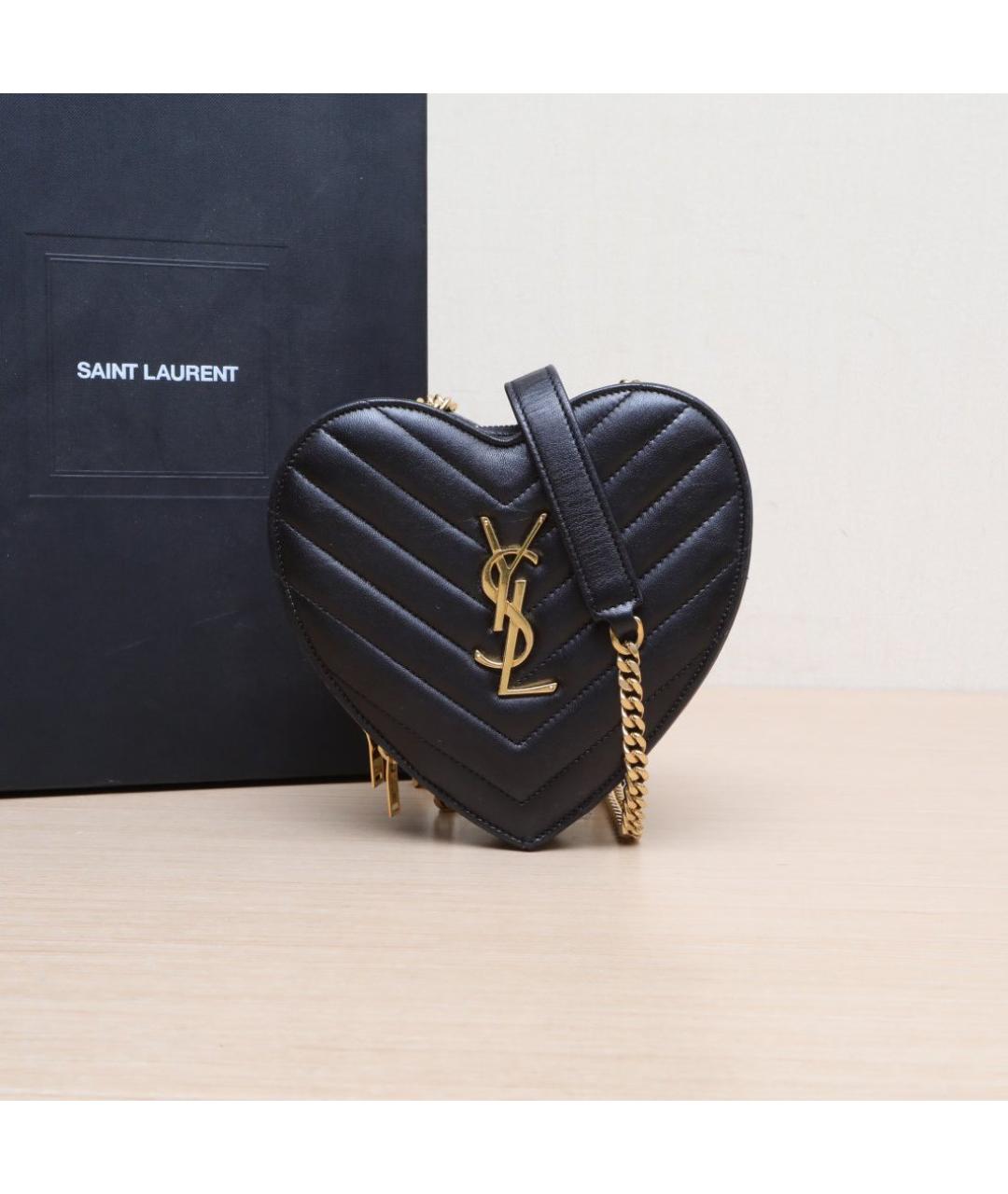 SAINT LAURENT Черная кожаная сумка через плечо, фото 2