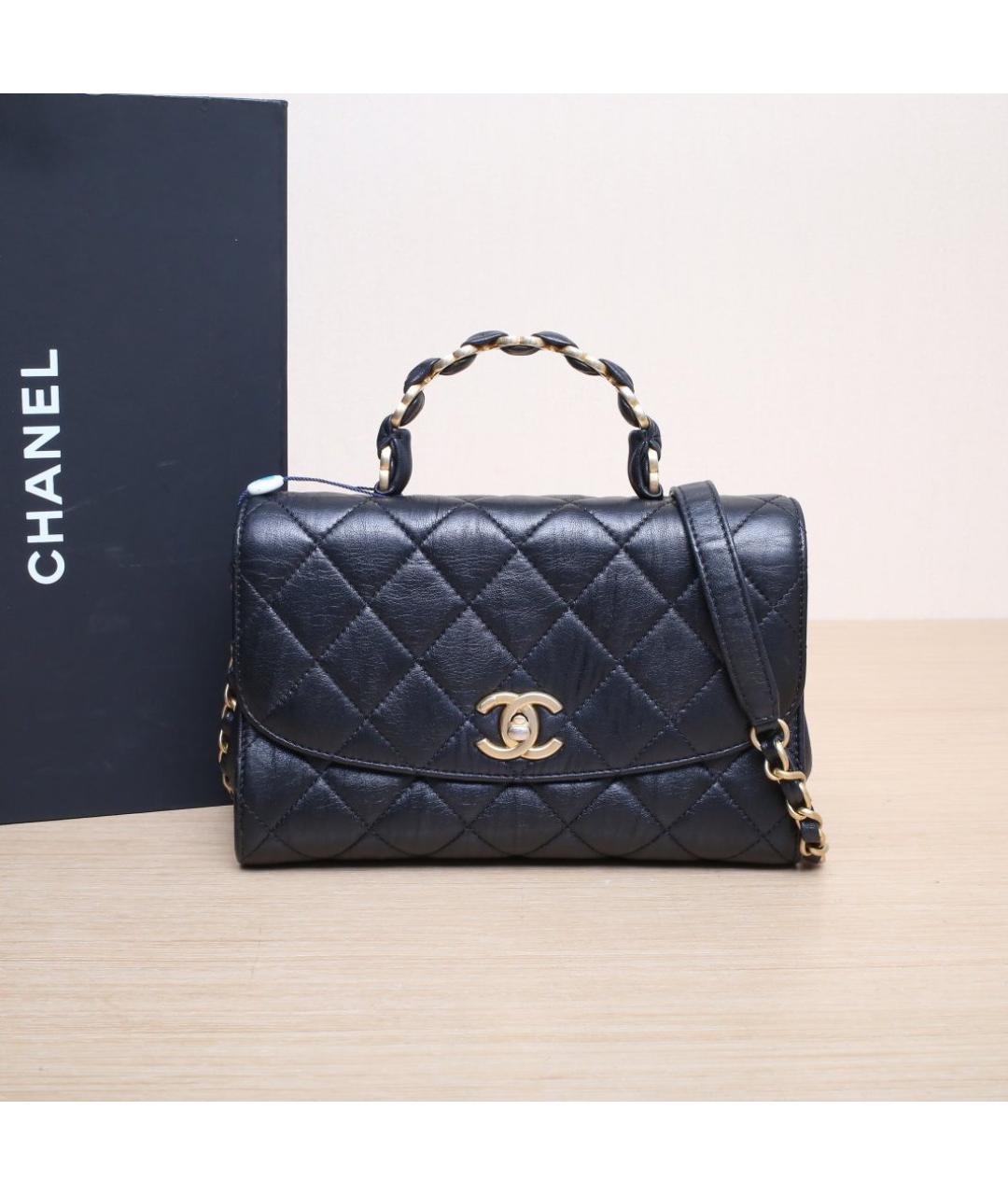 CHANEL Черная кожаная сумка через плечо, фото 2