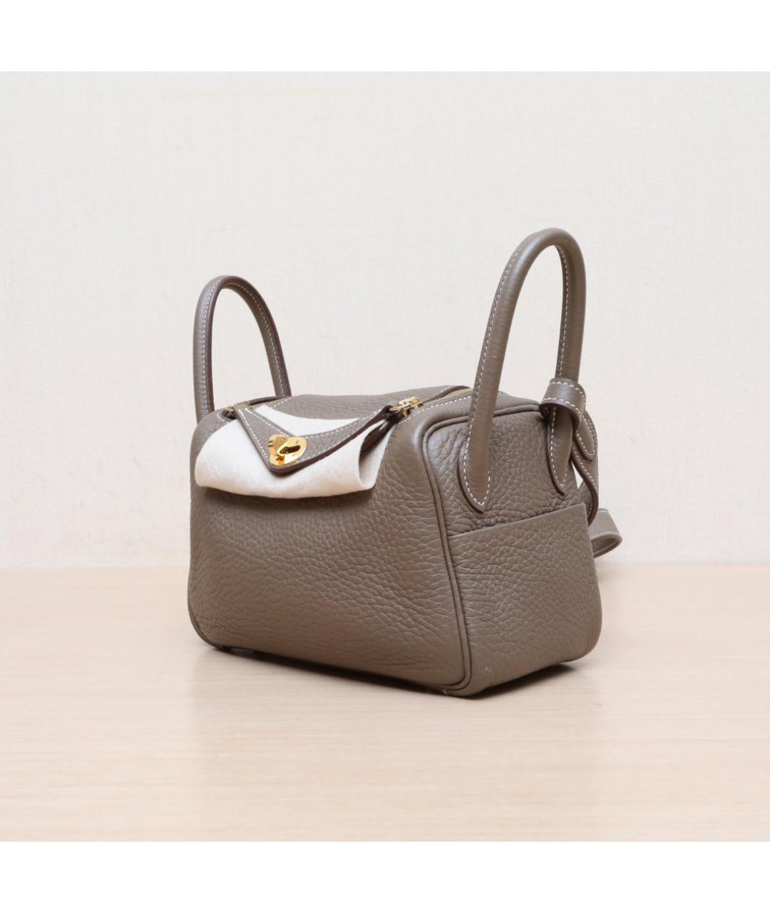 HERMES Коричневая кожаная сумка тоут, фото 4