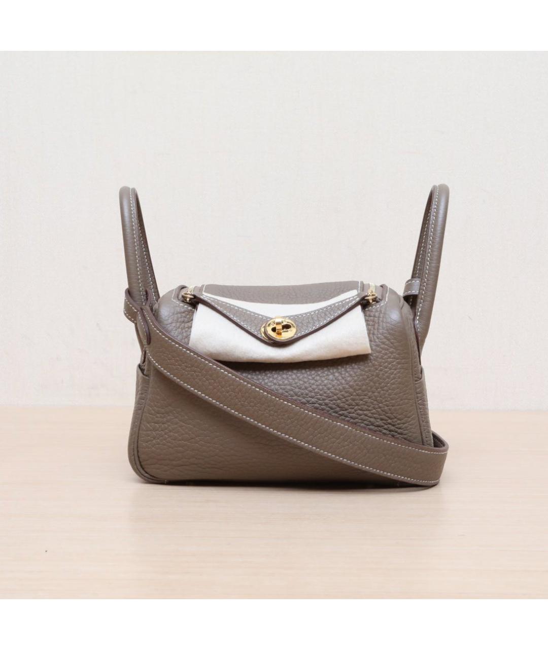 HERMES Коричневая кожаная сумка тоут, фото 3
