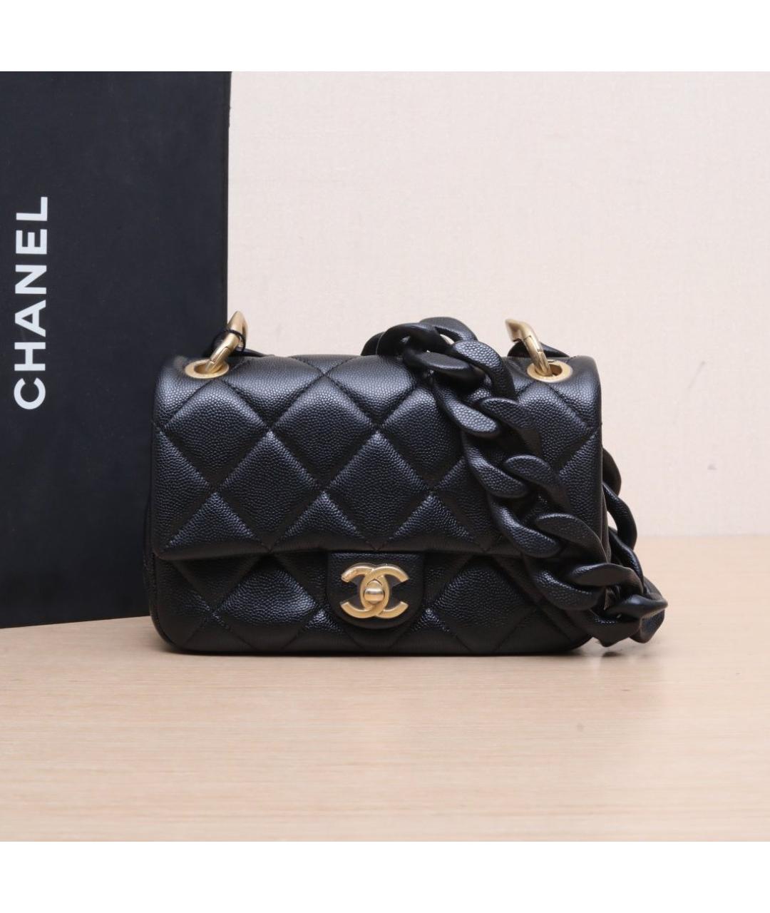 CHANEL Черная кожаная сумка через плечо, фото 2
