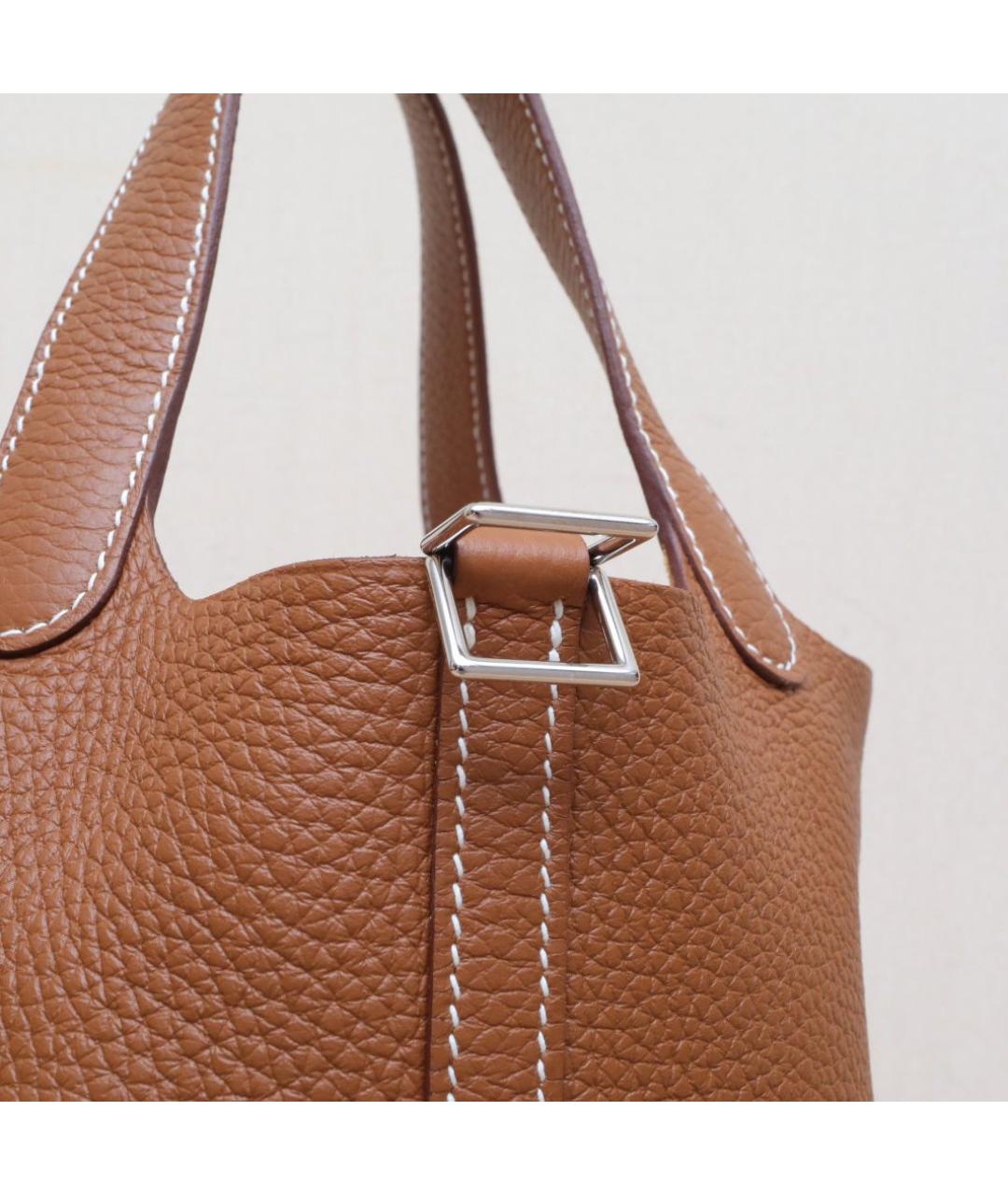 HERMES Коричневая кожаная сумка тоут, фото 8