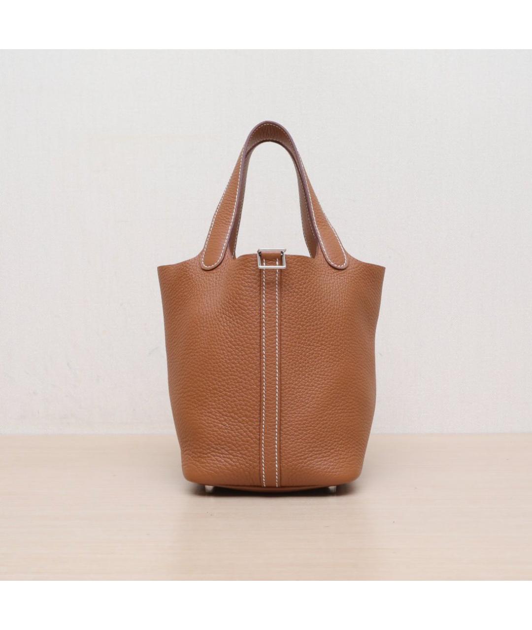 HERMES Коричневая кожаная сумка тоут, фото 3
