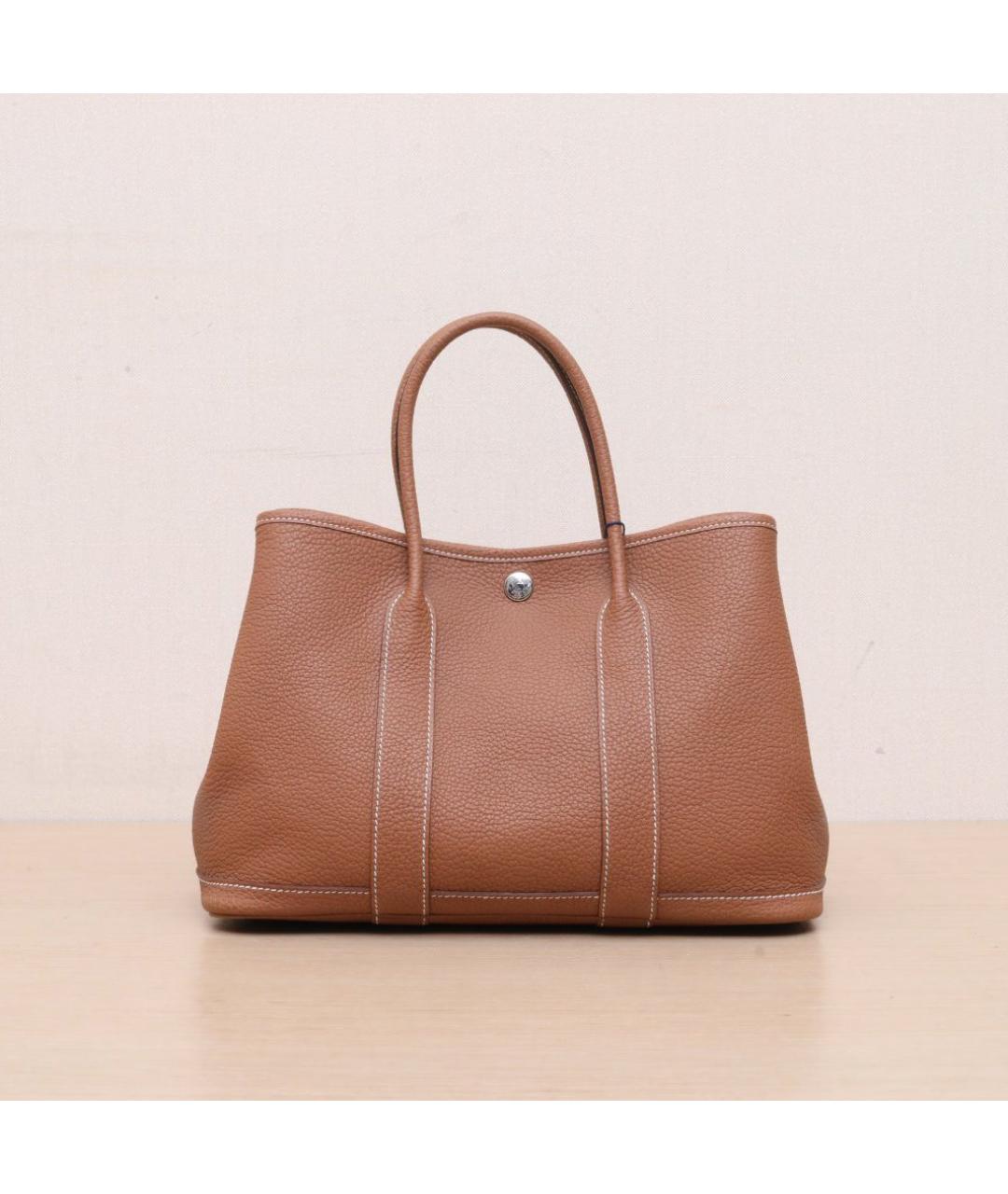 HERMES Коричневая кожаная сумка тоут, фото 3