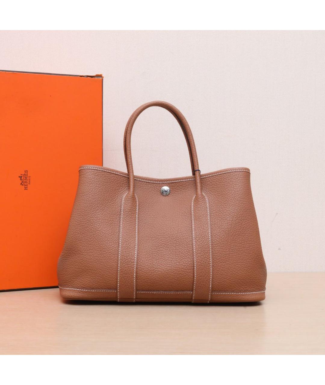 HERMES Коричневая кожаная сумка тоут, фото 2