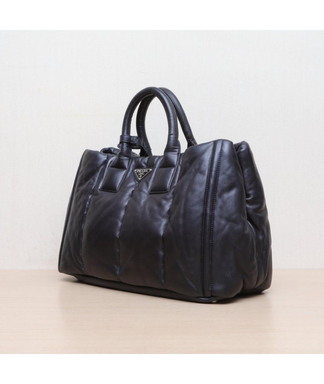 PRADA Черная кожаная сумка тоут, фото 4