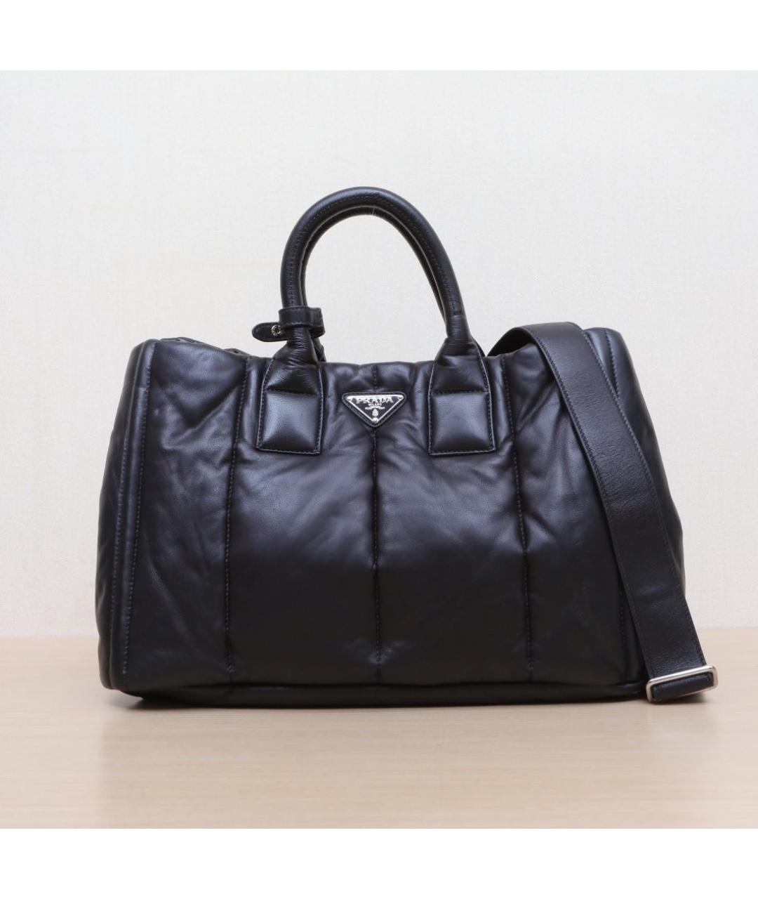 PRADA Черная кожаная сумка тоут, фото 3