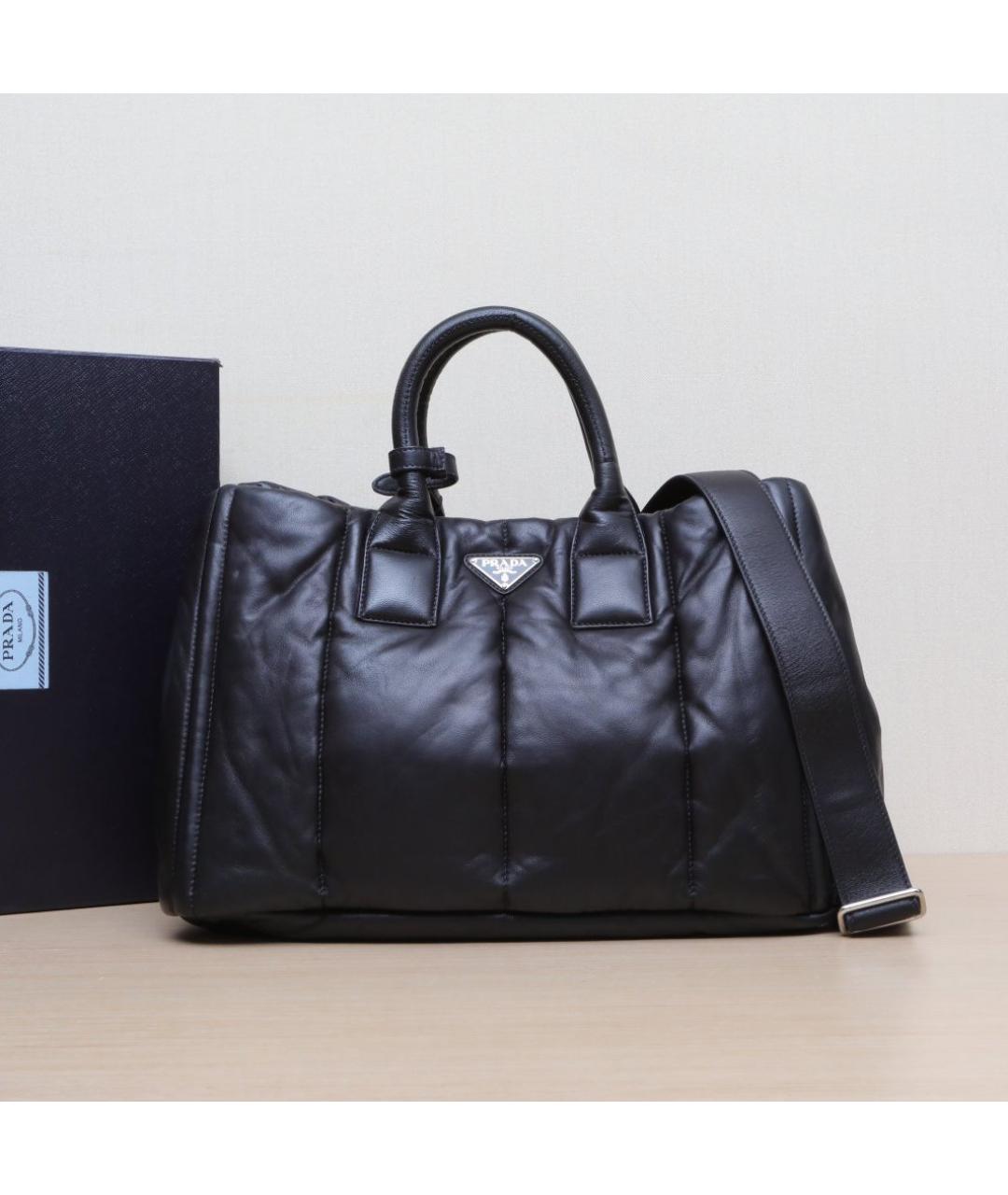 PRADA Черная кожаная сумка тоут, фото 2