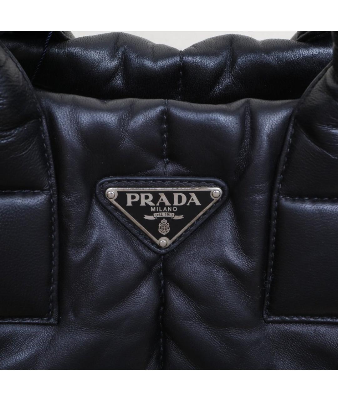 PRADA Черная кожаная сумка тоут, фото 8