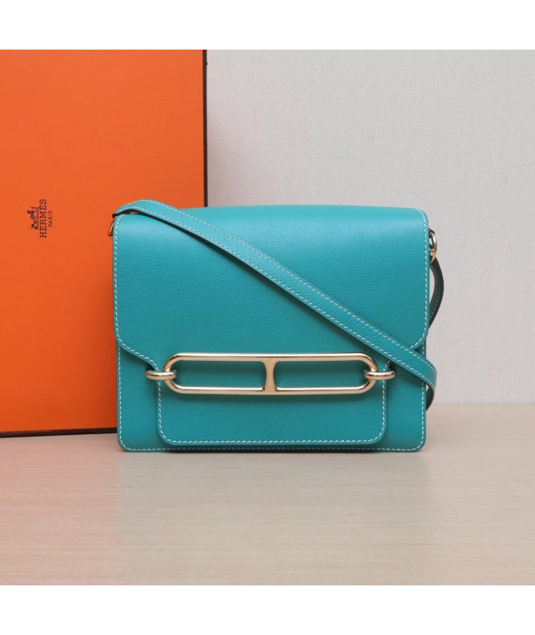 HERMES Бирюзовая кожаная сумка через плечо, фото 2