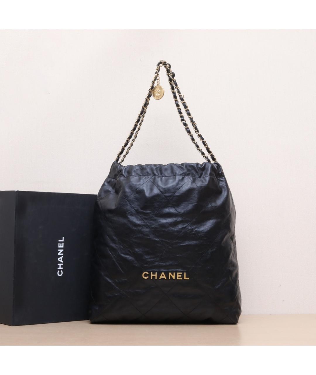 CHANEL Черная кожаная сумка тоут, фото 2