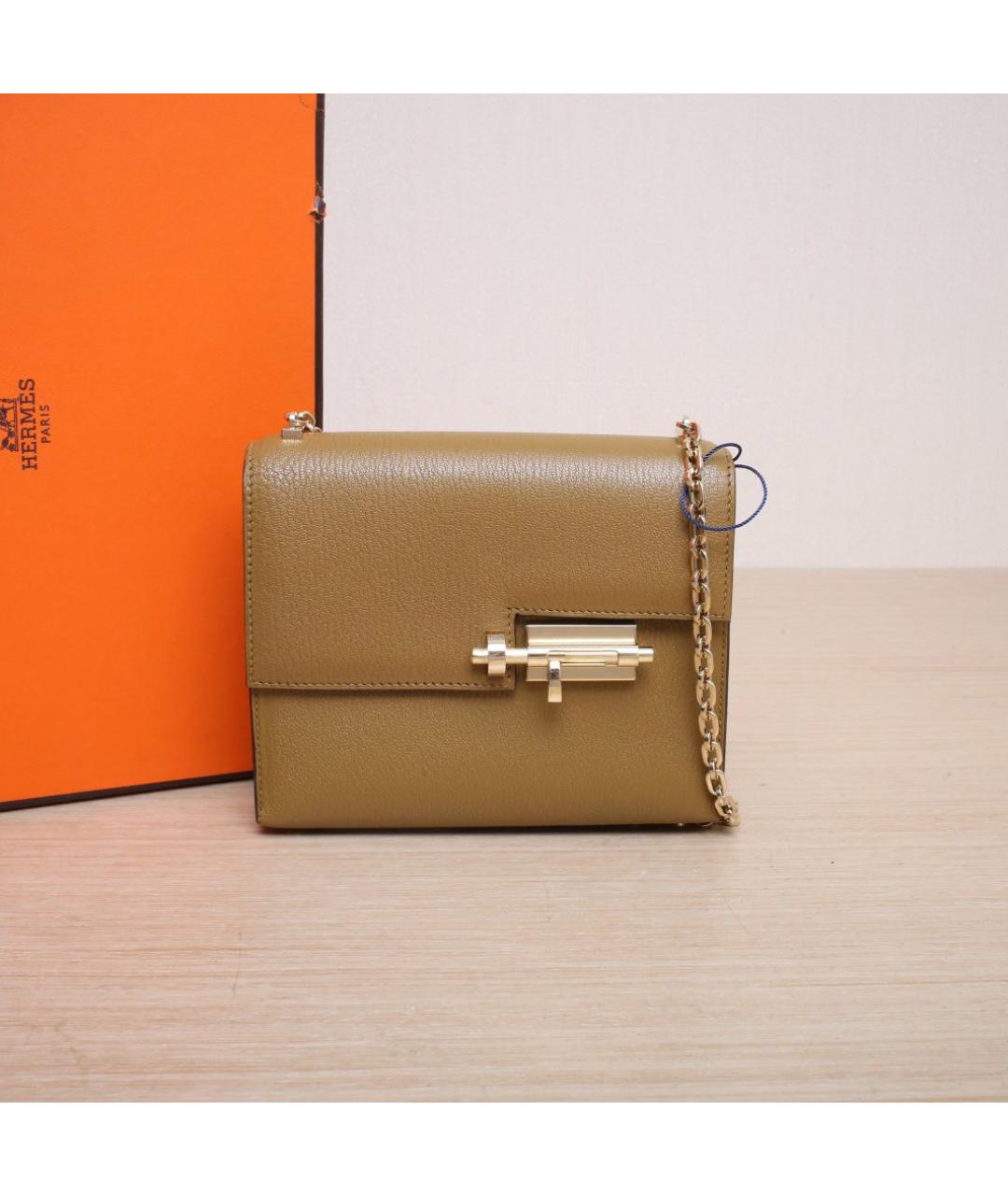 HERMES Горчичная кожаная сумка через плечо, фото 2