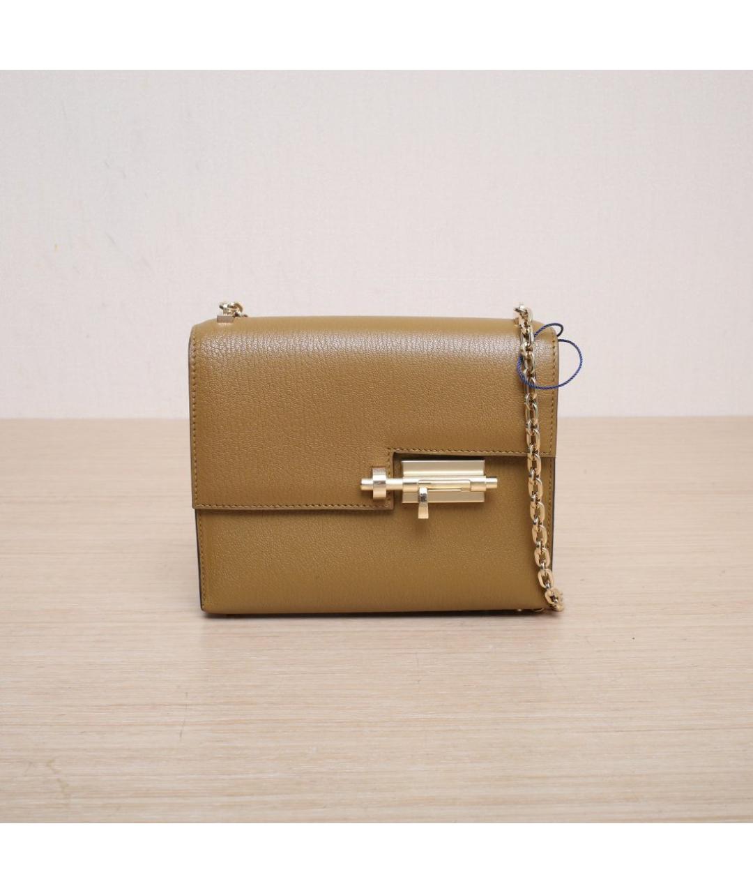 HERMES Горчичная кожаная сумка через плечо, фото 3
