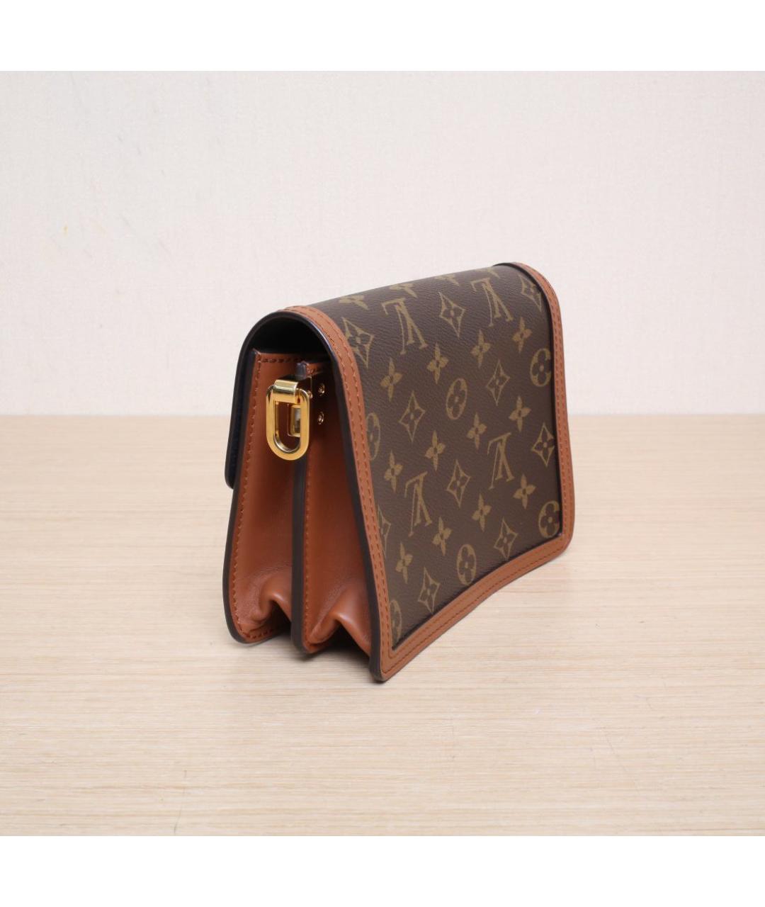 LOUIS VUITTON Коричневая кожаная сумка через плечо, фото 6