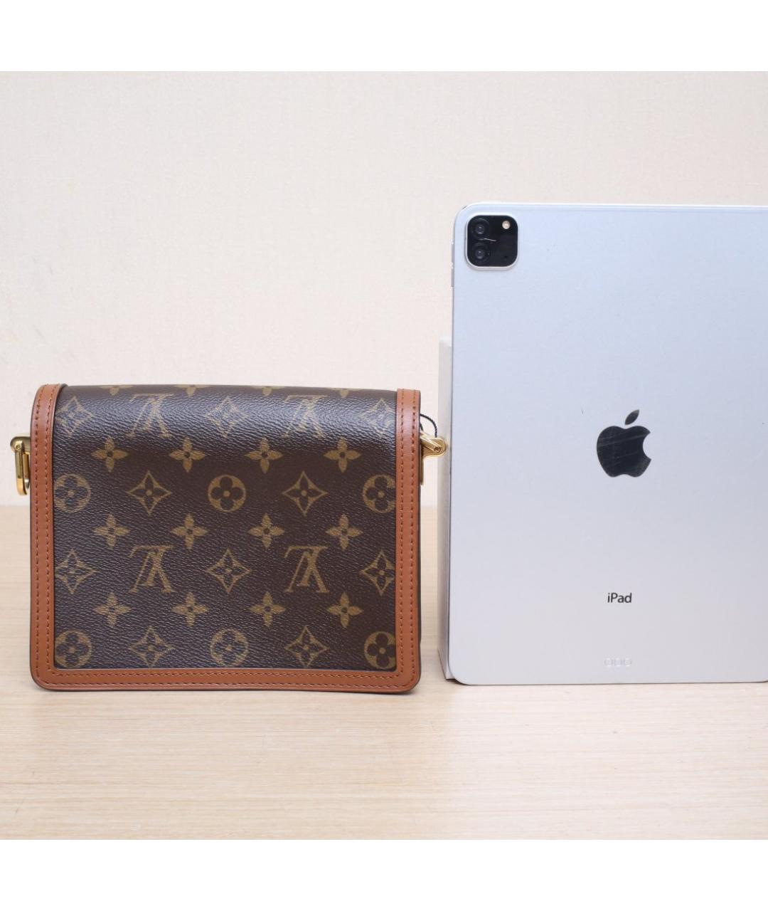 LOUIS VUITTON Коричневая кожаная сумка через плечо, фото 7