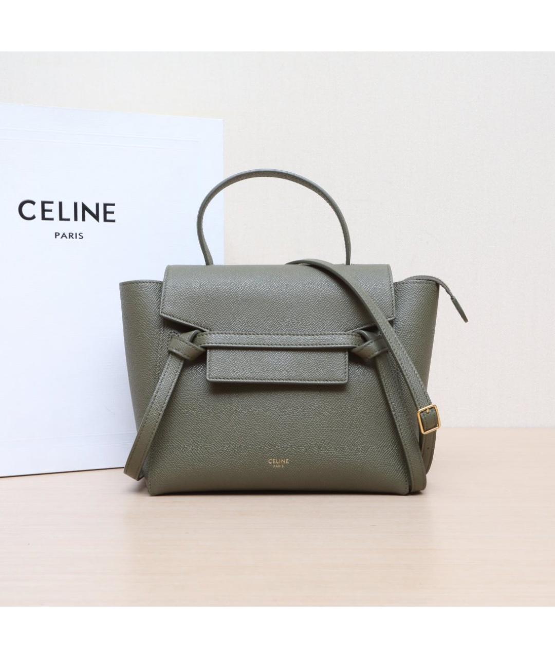 CELINE Зеленая кожаная сумка через плечо, фото 2