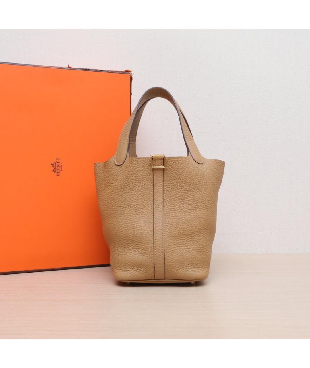 HERMES Коричневая кожаная сумка тоут, фото 2
