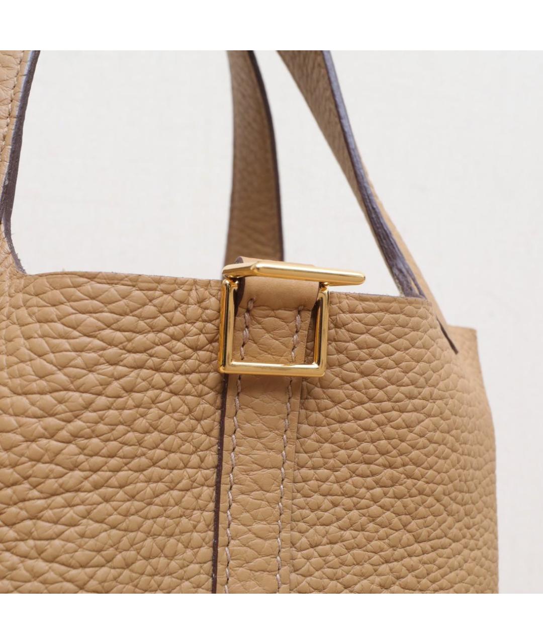 HERMES Коричневая кожаная сумка тоут, фото 8