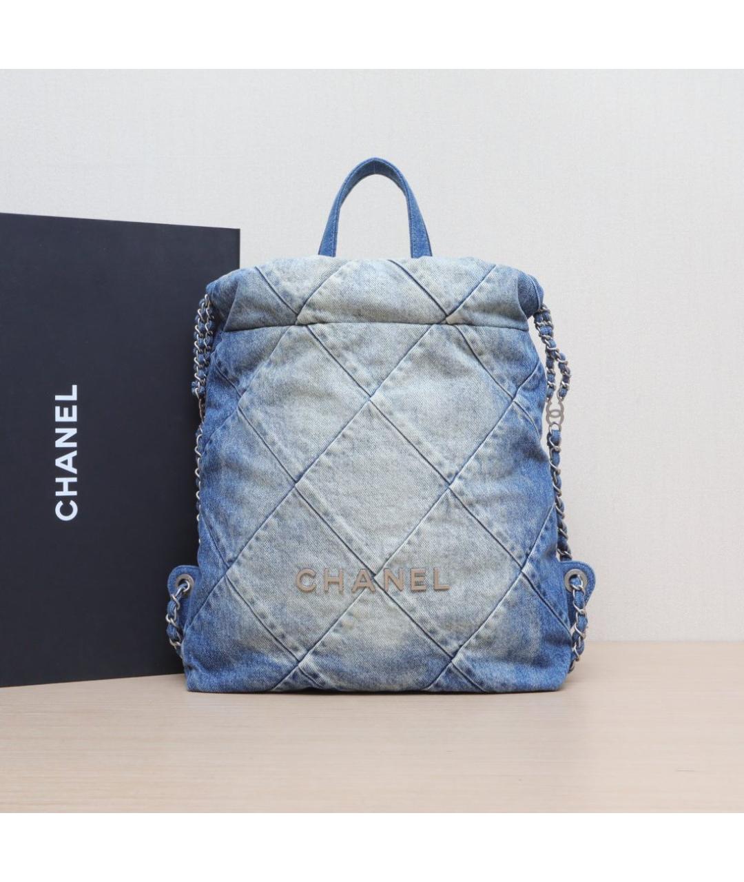 CHANEL Синий деним рюкзак, фото 2