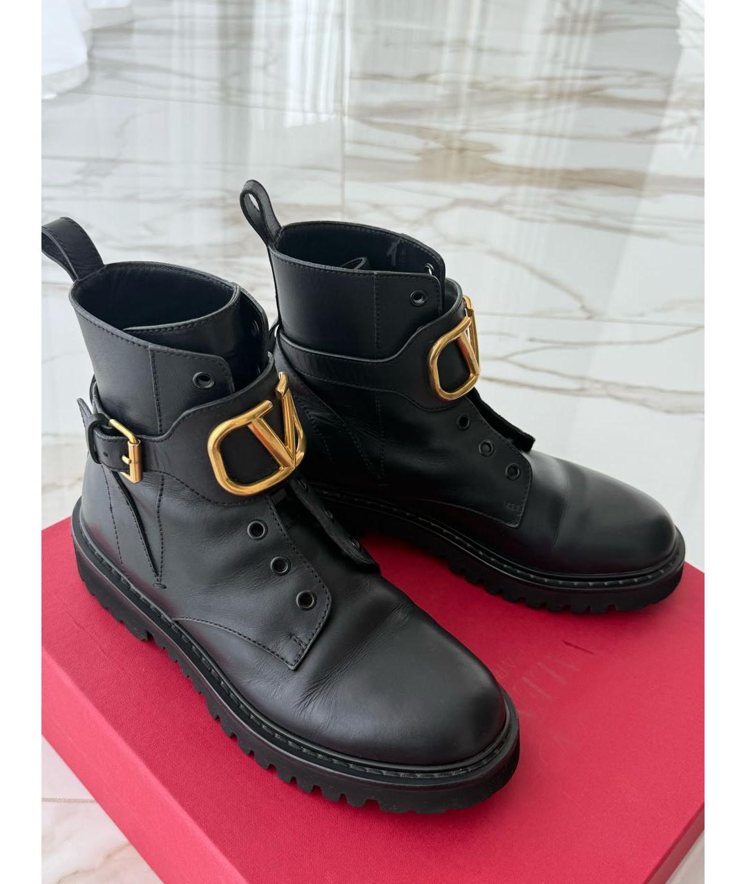 VALENTINO Черные кожаные ботинки, фото 5
