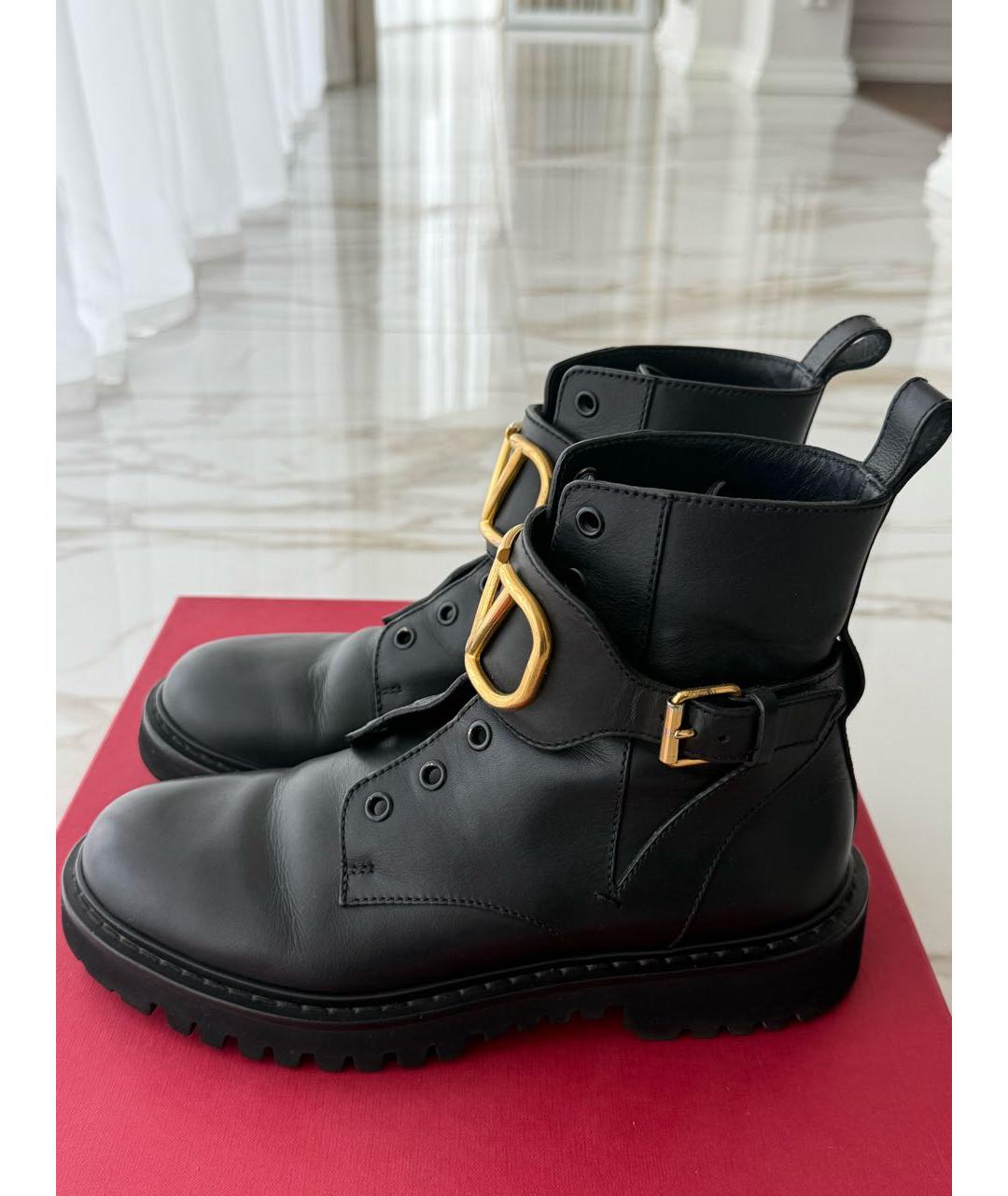 VALENTINO Черные кожаные ботинки, фото 6