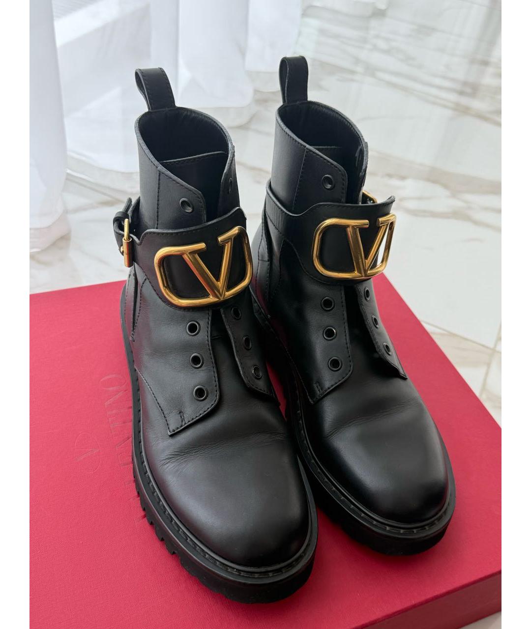 VALENTINO Черные кожаные ботинки, фото 2