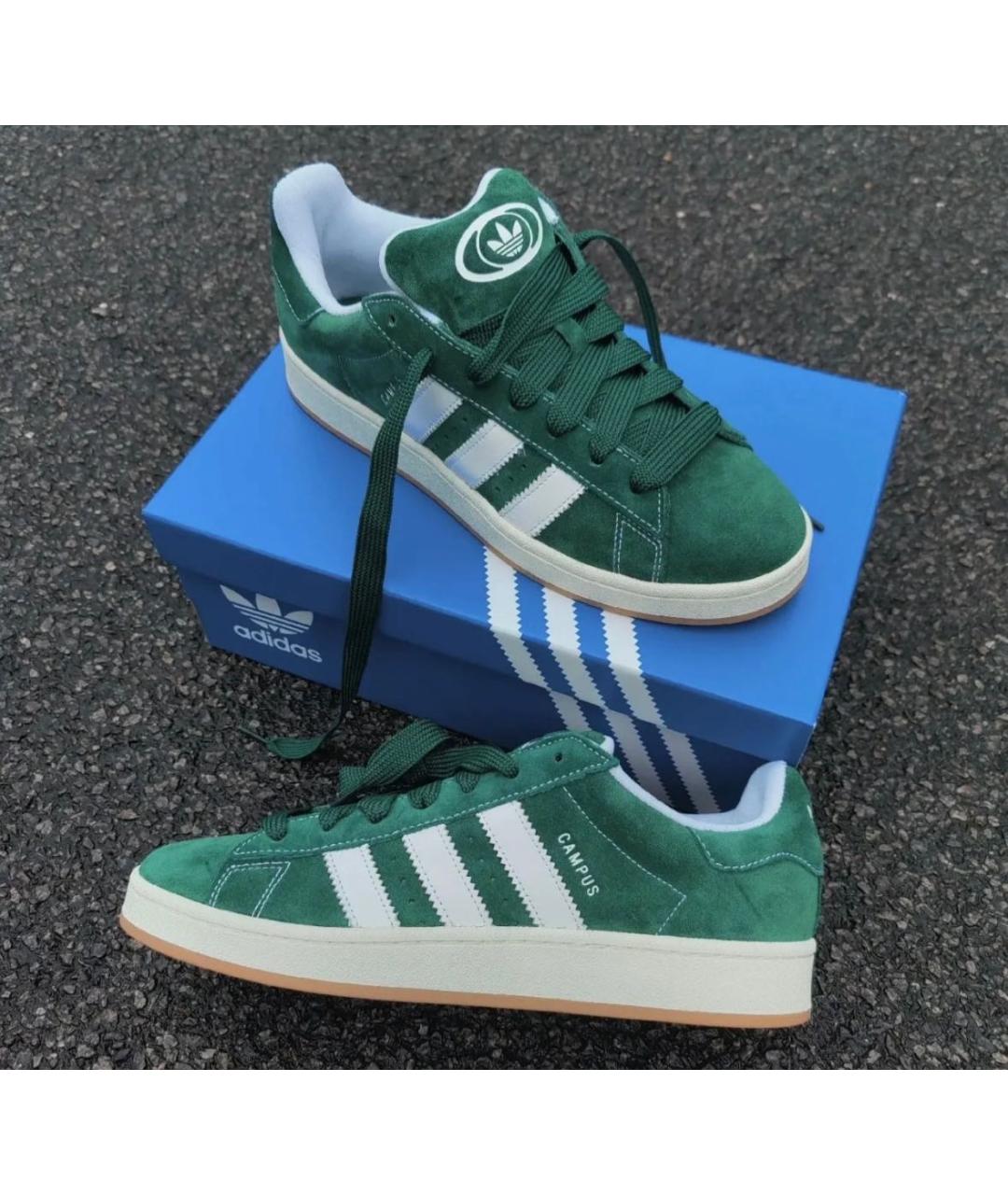 ADIDAS Зеленые замшевые кроссовки, фото 2