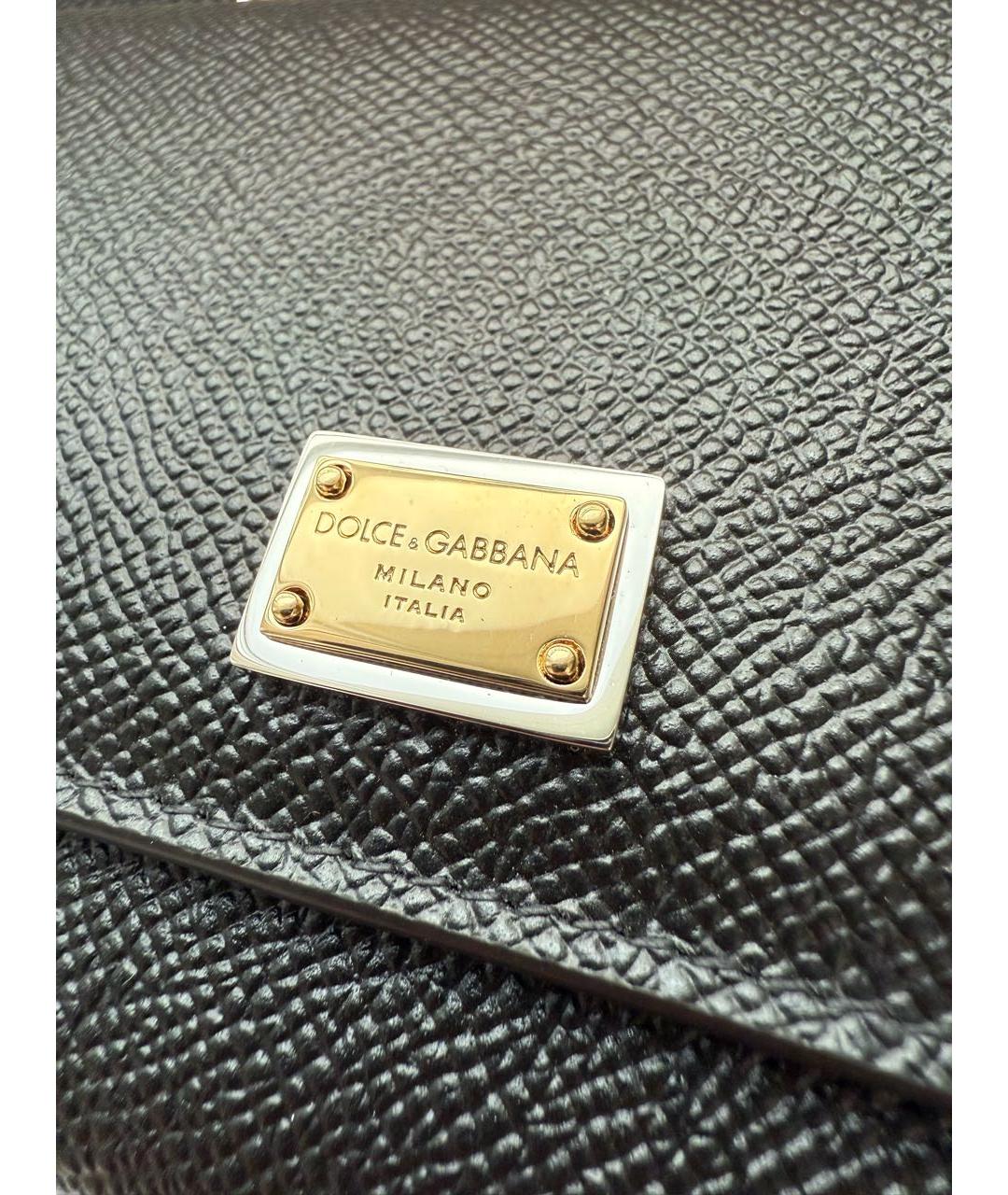DOLCE&GABBANA Черная кожаная сумка с короткими ручками, фото 7