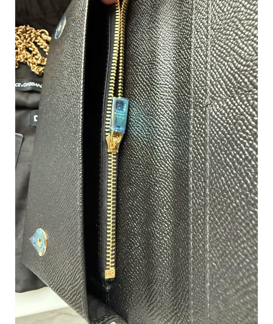 DOLCE&GABBANA Черная кожаная сумка с короткими ручками, фото 4