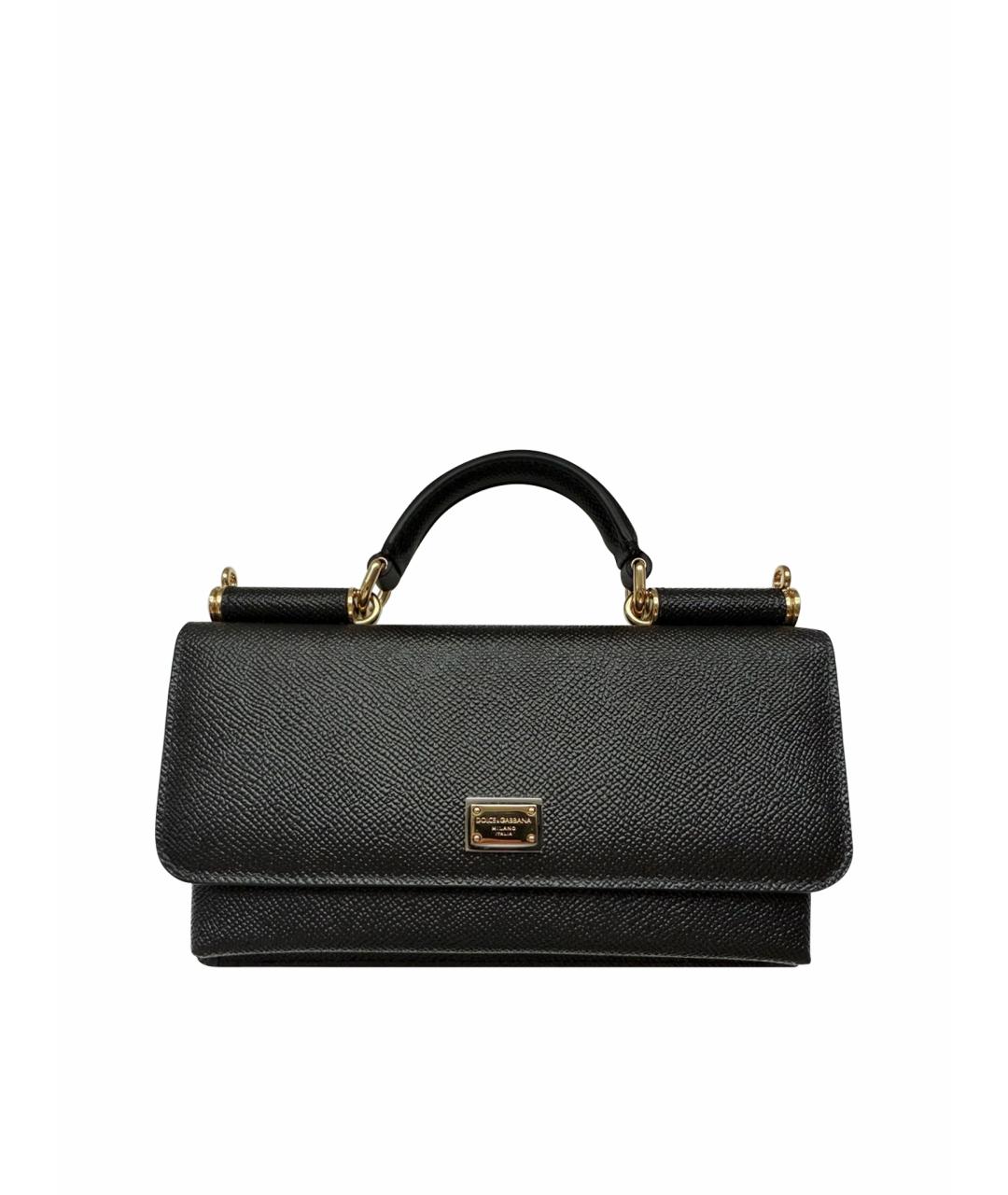 DOLCE&GABBANA Черная кожаная сумка с короткими ручками, фото 1
