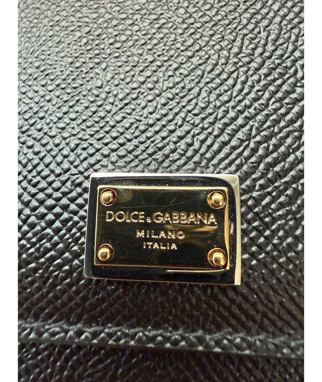DOLCE&GABBANA Черная кожаная сумка с короткими ручками, фото 8