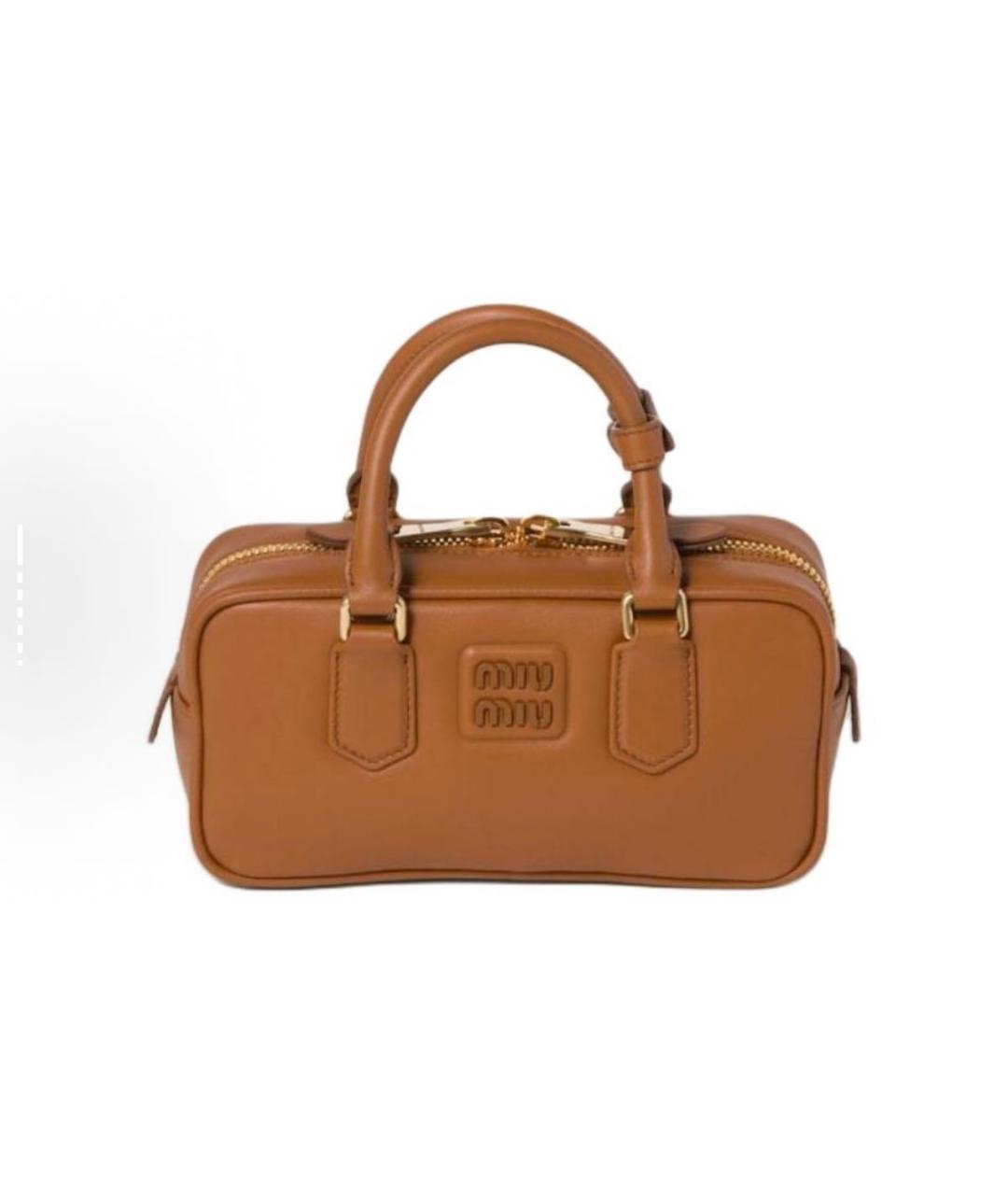 MIU MIU Коричневая кожаная сумка с короткими ручками, фото 1